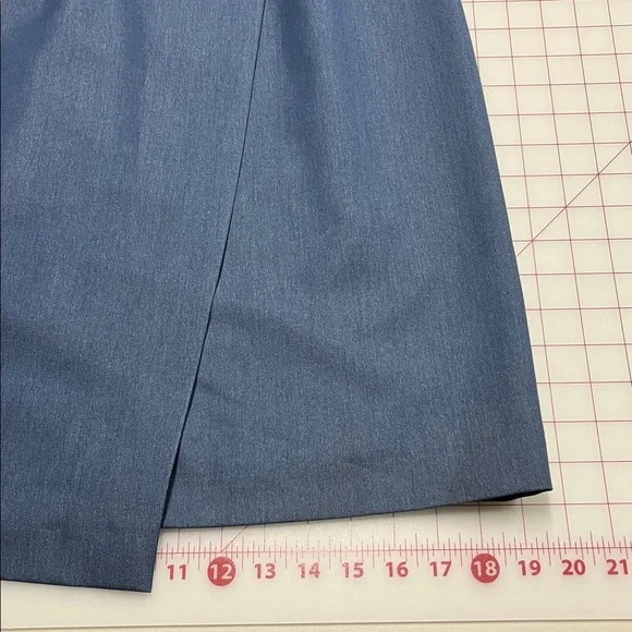 ALEX MARIE Career Old Money Preppy Flare Short SLV Wrap Skirt Navy Blue Dress 4 - Picture 13 of 16